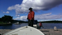 Fred Jelich holding the boat steady as we get ready to go